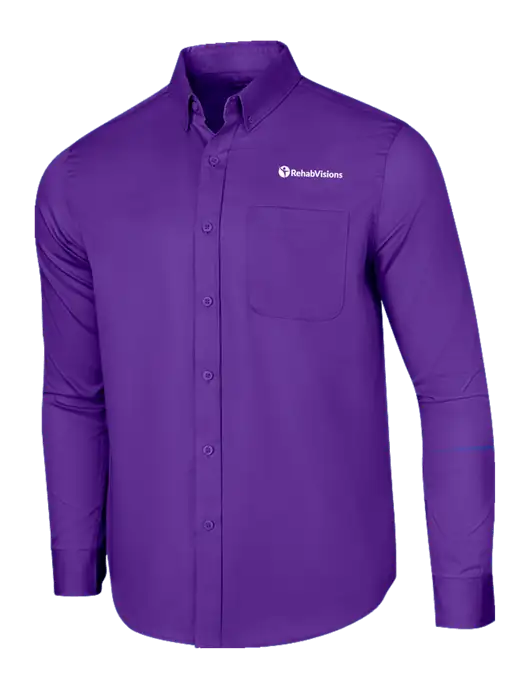Long Sleeve Purple Superpro React Twill Shirt w/RehabVisions POST Logo