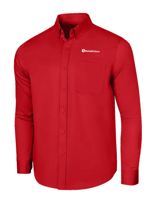 Long Sleeve Red Superpro React Twill Shirt w/RehabVisions POST Logo