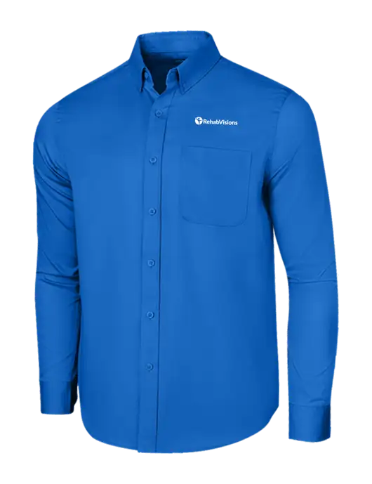Long Sleeve Royal Blue Superpro React Twill Shirt w/RehabVisions POST Logo