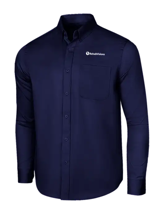 Long Sleeve Navy Superpro React Twill Shirt w/RehabVisions POST Logo