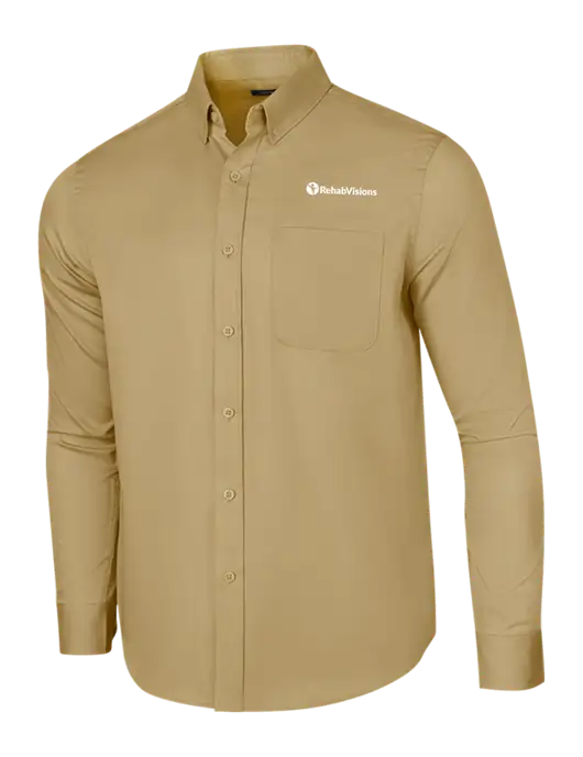 Long Sleeve Dark Tan Superpro React Twill Shirt w/RehabVisions POST Logo