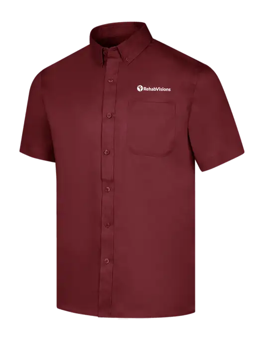 Short Sleeve Maroon Superpro React Twill Shirt w/RehabVisions POST Logo