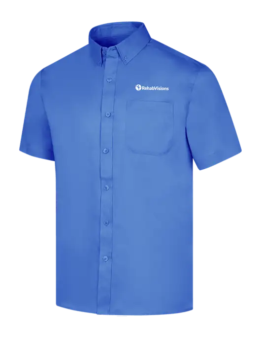 Short Sleeve Dark Carolina Blue Superpro React Twill Shirt w/RehabVisions POST Logo