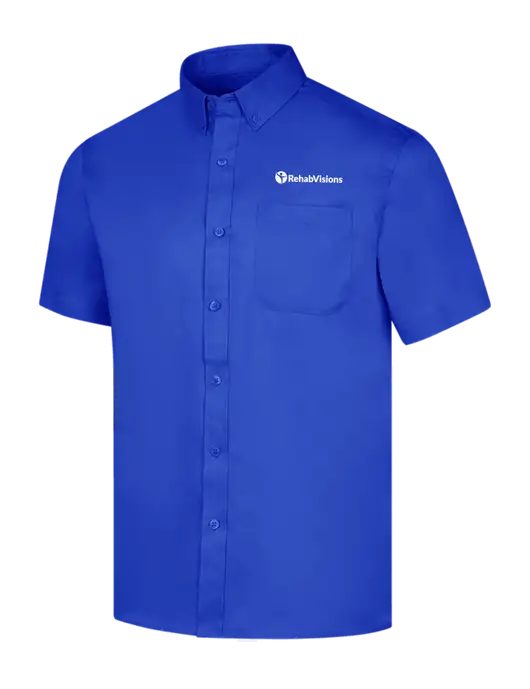 Short Sleeve Dark Royal Superpro React Twill Shirt w/RehabVisions POST Logo