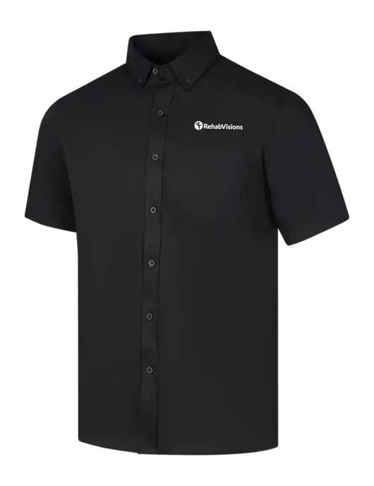 Short Sleeve Deep Black Superpro React Twill Shirt w/RehabVisions POST Logo