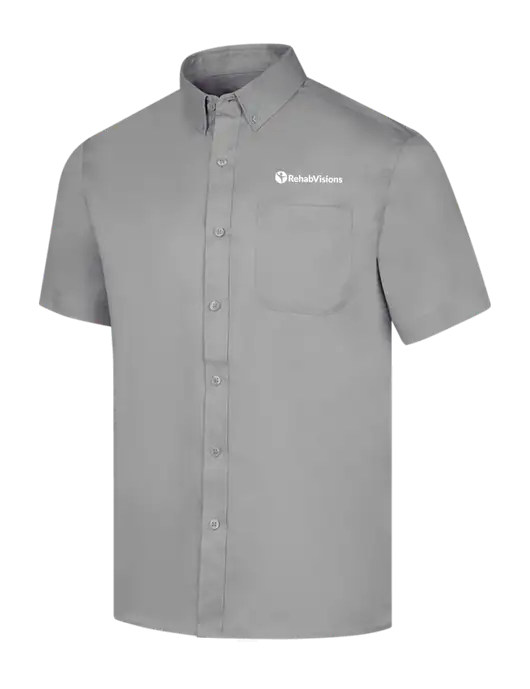 Short Sleeve Light Grey Superpro React Twill Shirt w/RehabVisions POST Logo
