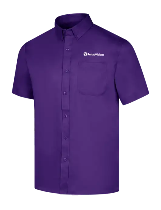 Short Sleeve Purple Superpro React Twill Shirt w/RehabVisions POST Logo