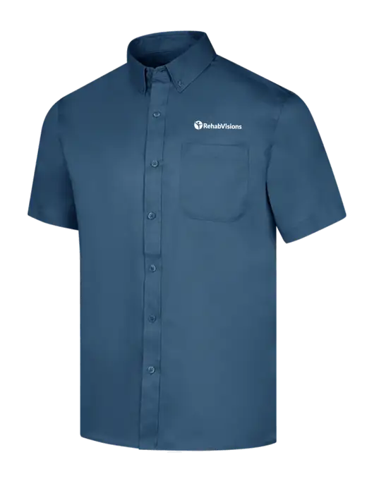 Short Sleeve Light Navy Superpro React Twill Shirt w/RehabVisions POST Logo