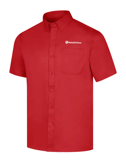 Short Sleeve Red Superpro React Twill Shirt w/RehabVisions POST Logo