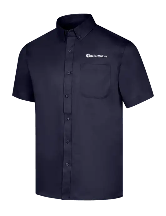 Short Sleeve Navy Superpro React Twill Shirt w/RehabVisions POST Logo