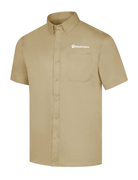 Short Sleeve Dark Tan Superpro React Twill Shirt w/RehabVisions POST Logo