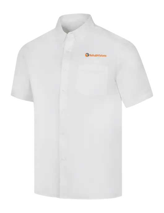 Short Sleeve White Superpro React Twill Shirt w/RehabVisions POST Logo
