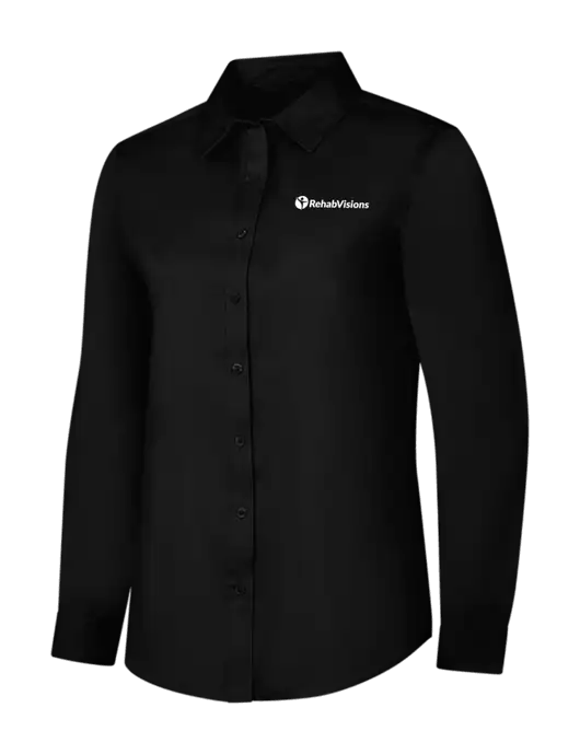 Womens Black Long Sleeve Superpro React Twill Shirt w/RehabVisions POST Logo