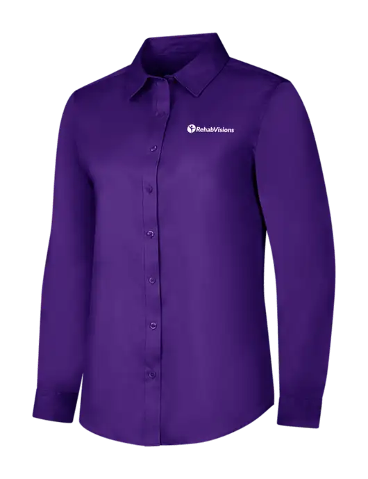 Purple Womens Long Sleeve Superpro React Twill Shirt w/RehabVisions POST Logo