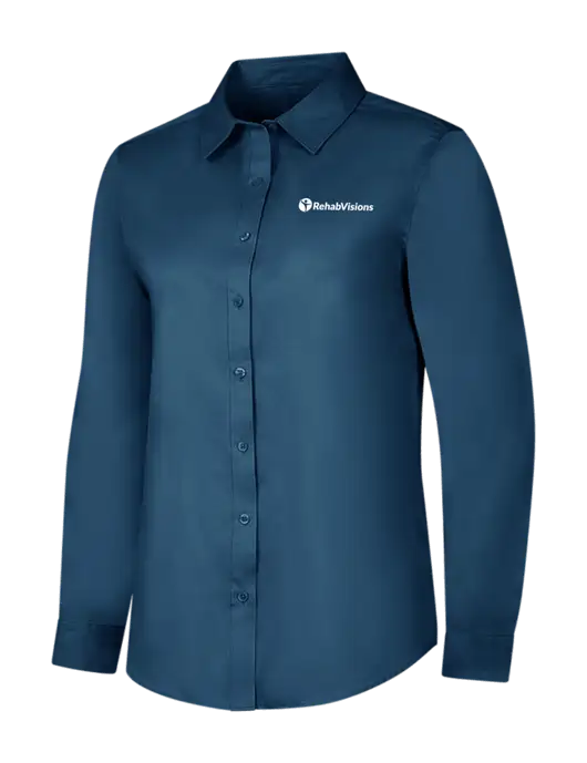 Light Navy Womens Long Sleeve Superpro React Twill Shirt w/RehabVisions POST Logo