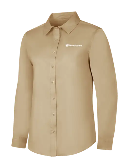 Dark Tan Womens Long Sleeve Superpro React Twill Shirt w/RehabVisions POST Logo