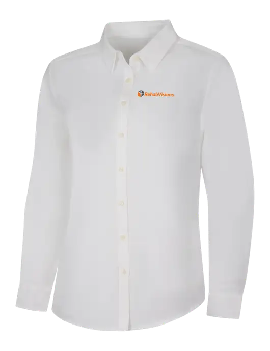 Womens White Long Sleeve Superpro React Twill Shirt w/RehabVisions POST Logo