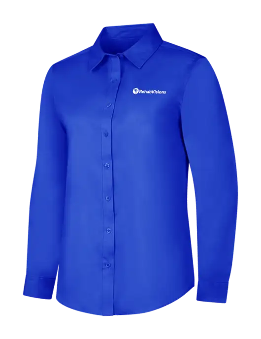 Womens Long Sleeve Dark Royal Superpro React Twill Shirt w/RehabVisions POST Logo