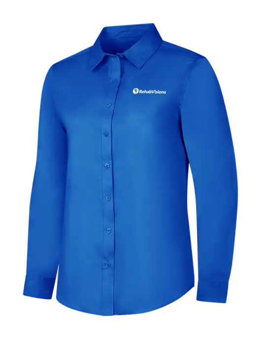 Womens Long Sleeve Royal Blue Superpro React Twill Shirt w/RehabVisions POST Logo