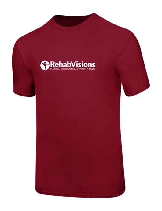 Ring Spun Cardinal 4.5 oz T-Shirt w/RehabVisions POST Logo