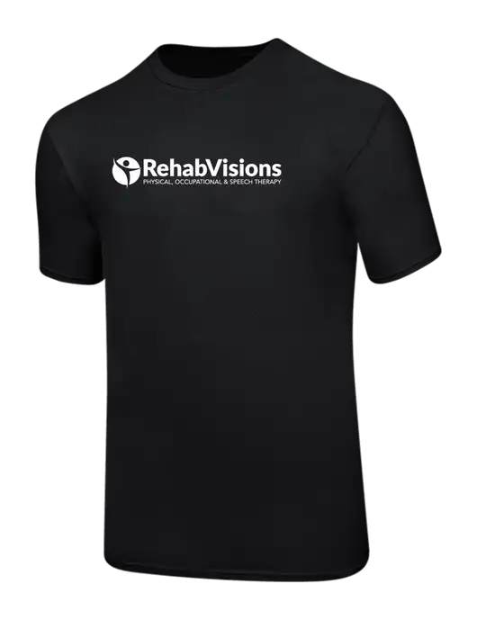 Ring Spun Jet Black 4.5 oz T-Shirt w/RehabVisions POST Logo