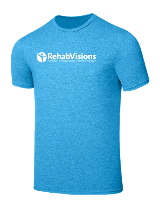 Seriously Soft Heathered Sapphire Blue T-Shirt w/RehabVisions POST Logo