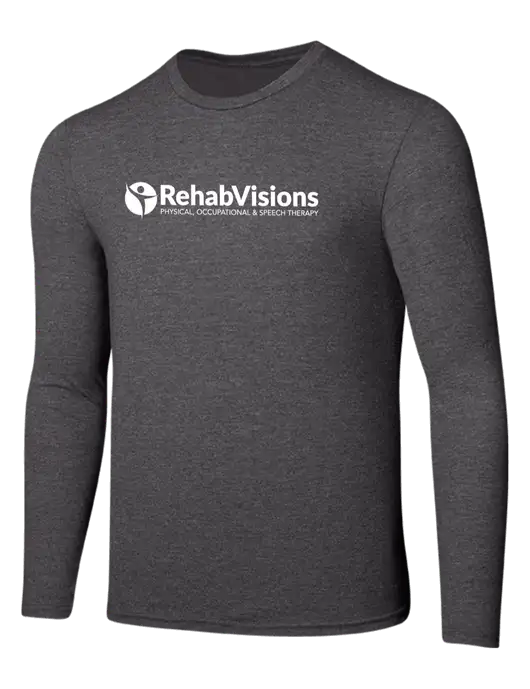 Seriously Soft Heathered Charcoal Long Sleeve T-Shirt w/RehabVisions POST Logo