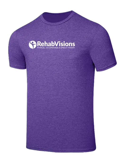 Seriously Soft Heathered Purple T-Shirt w/RehabVisions POST Logo