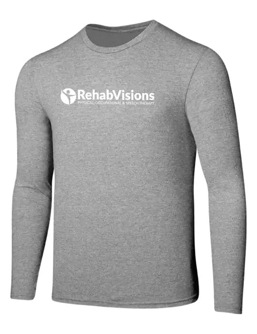 Seriously Soft Light Heathered Grey Long Sleeve T-Shirt w/RehabVisions POST Logo