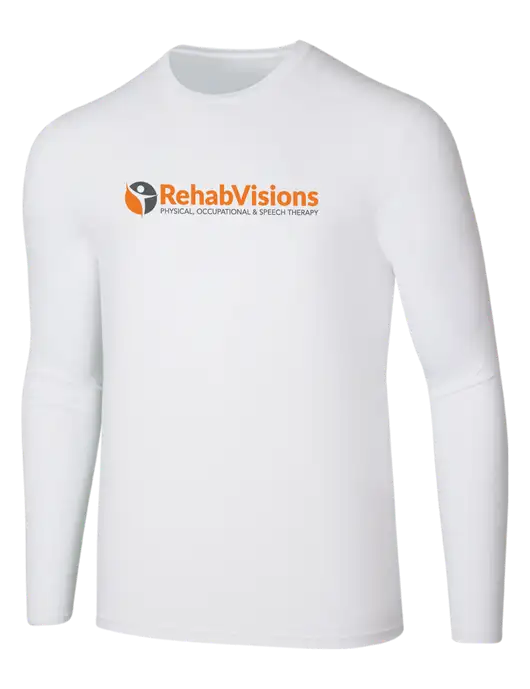 Seriously Soft White Long Sleeve T-Shirt w/RehabVisions POST Logo