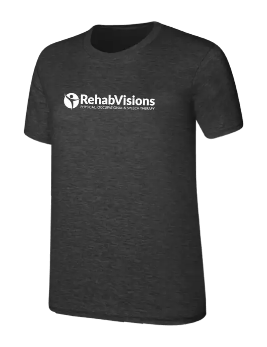 Womens Ring Spun Dark Heather Grey 4.5 oz T-Shirt w/RehabVisions POST Logo