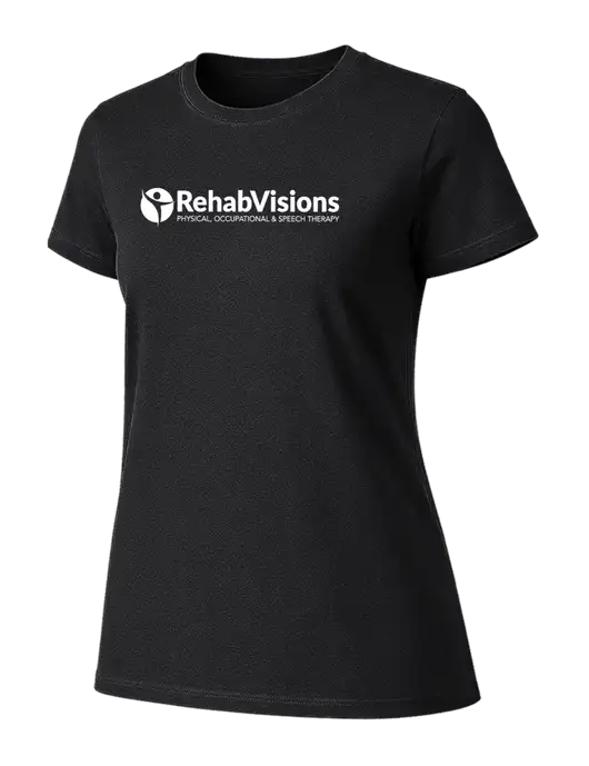 Womens Ring Spun Jet Black 4.5 oz T-Shirt w/RehabVisions POST Logo