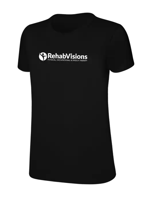 Womens Ring Spun Jet Black 4.5 oz T-Shirt w/RehabVisions POST Logo