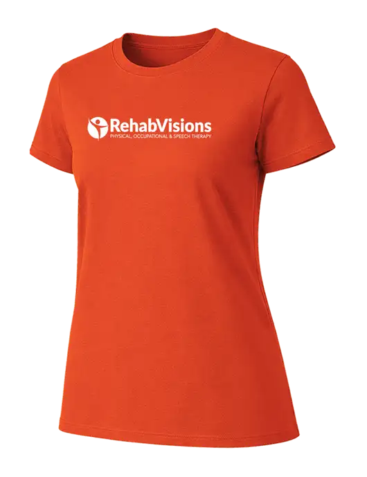 Womens Ring Spun Orange 4.5 oz T-Shirt w/RehabVisions POST Logo