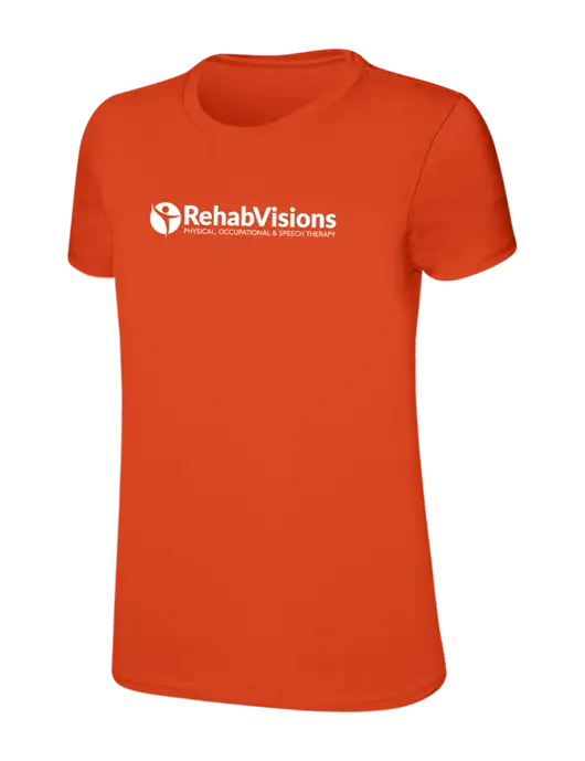 Womens Ring Spun Orange 4.5 oz T-Shirt w/RehabVisions POST Logo