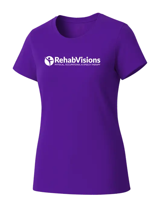 Womens Seriously Soft Purple T-Shirt w/RehabVisions POST Logo